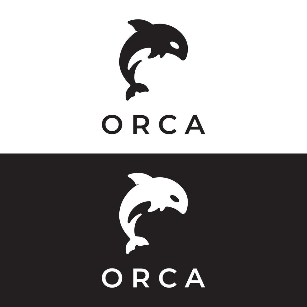 design criativo de logotipo de modelo animal baleia orca preta simples. animal subaquático assassino. logotipo para negócios, identidade e branding. vetor