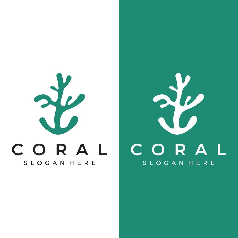 belo design criativo de logotipo de recife de coral natural subaquático colorido bonito. recifes de coral para habitat de peixes. vetor