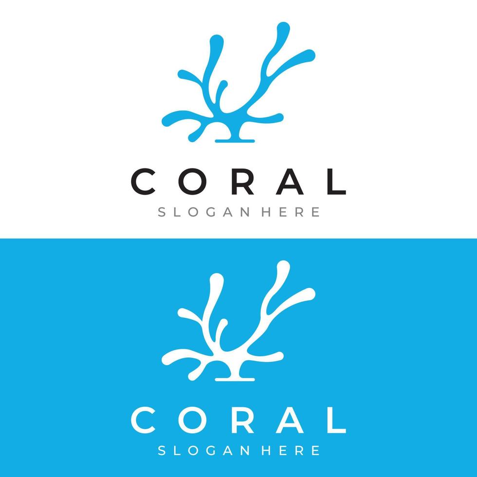 belo design criativo de logotipo de recife de coral natural subaquático colorido bonito. recifes de coral para habitat de peixes. vetor