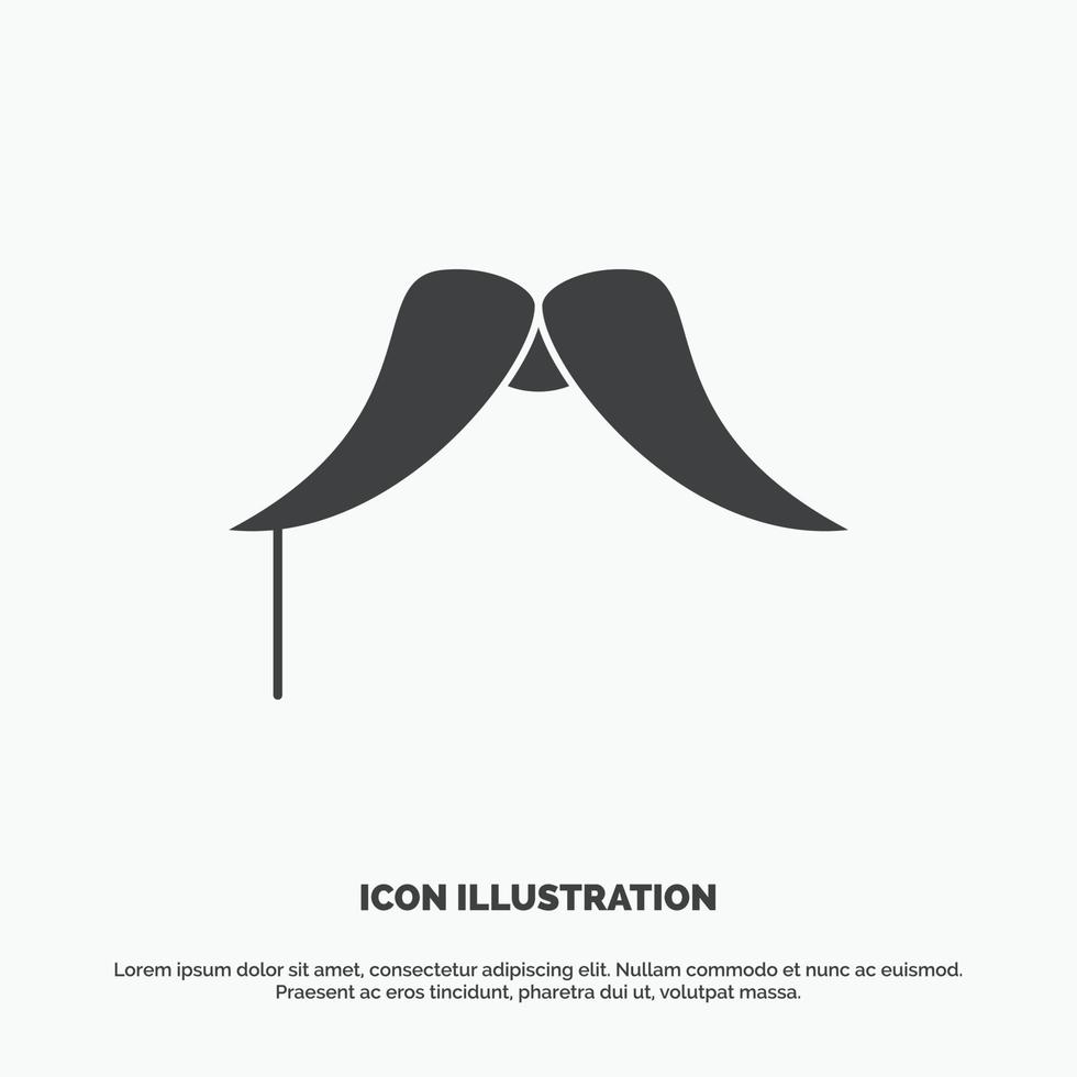 bigode. hipster. moveleiro. macho. ícone de homens. símbolo cinza de vetor de glifo para ui e ux. site ou aplicativo móvel