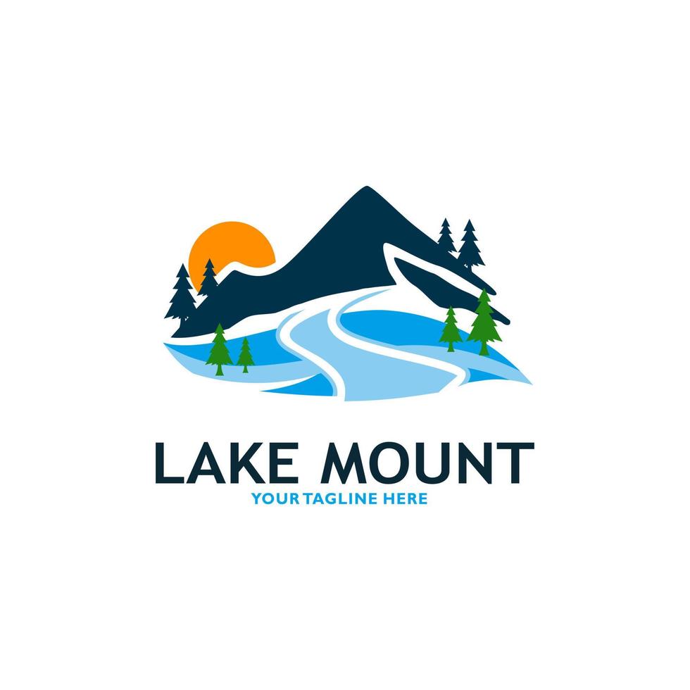 montanha lago logotipo natureza paisagem estoque ilustração vetorial vetor