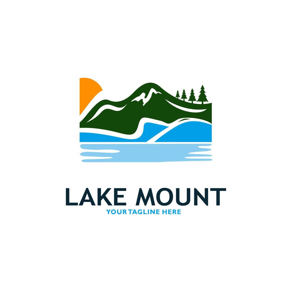 montanha lago logotipo natureza paisagem estoque ilustração vetorial vetor