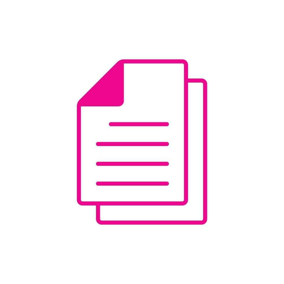 arquivo de cópia de vetor rosa eps10 ou ícone de arte de linha de documento isolado no fundo branco. símbolo de contorno de papel ou página em um estilo moderno simples e moderno para o design do seu site, logotipo e aplicativo móvel