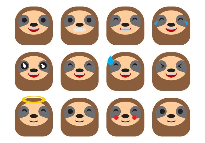 Vetor grátis de Emoticons de preguiça de desenhos animados