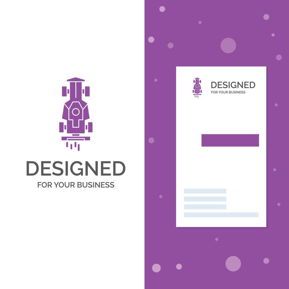 logotipo de negócios para carro. Fórmula. jogos. corrida. Rapidez. modelo de cartão de .visiting de negócios roxo vertical. ilustração vetorial de fundo criativo vetor