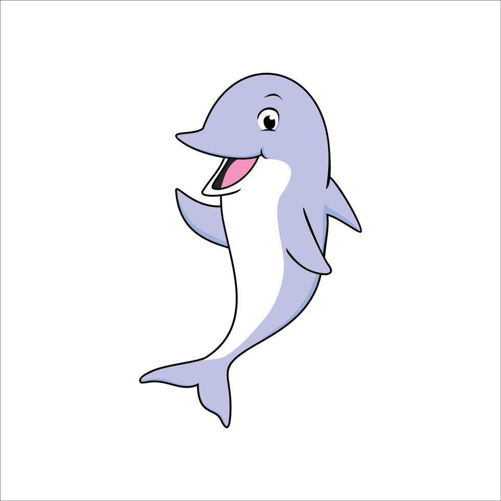 ilustração de desenho de golfinho dos desenhos animados. ícone, sinal e símbolo de animal marinho fofo. vetor