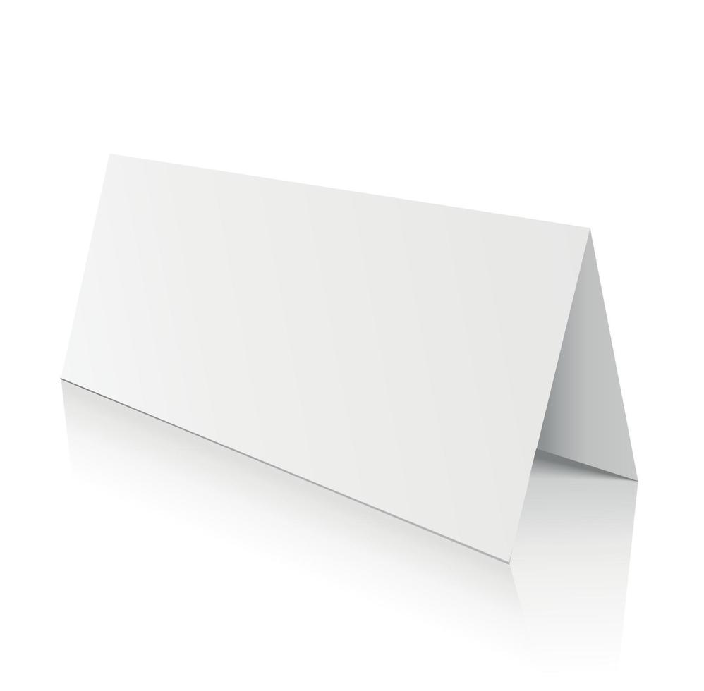 Cartão de papel de mesa 3D isolado em um fundo cinza. vetor