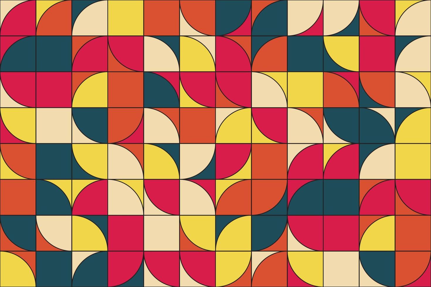 fundo abstrato de mosaico geométrico de semicírculos vívidos vetor