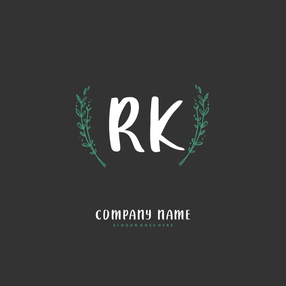 rk caligrafia inicial e design de logotipo de assinatura com círculo. logotipo manuscrito de design bonito para moda, equipe, casamento, logotipo de luxo. vetor