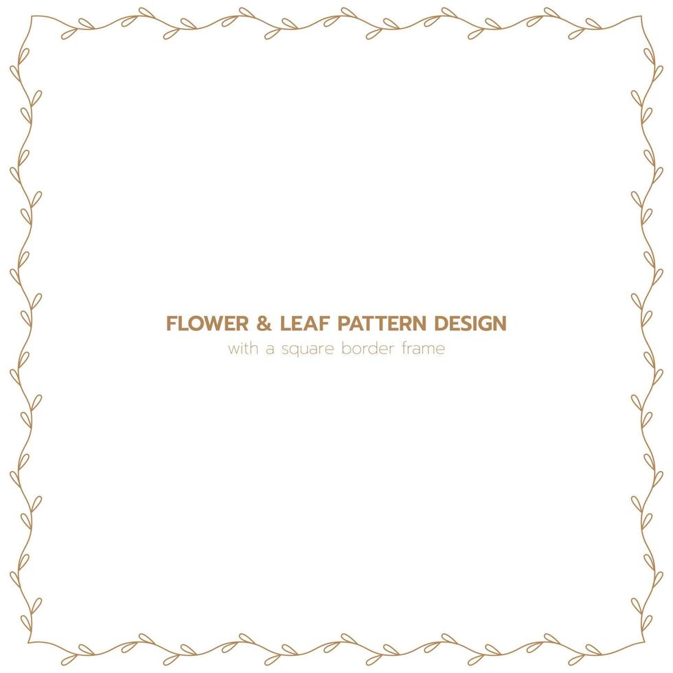 design de padrão de folha e flor com uma moldura de borda quadrada vetor