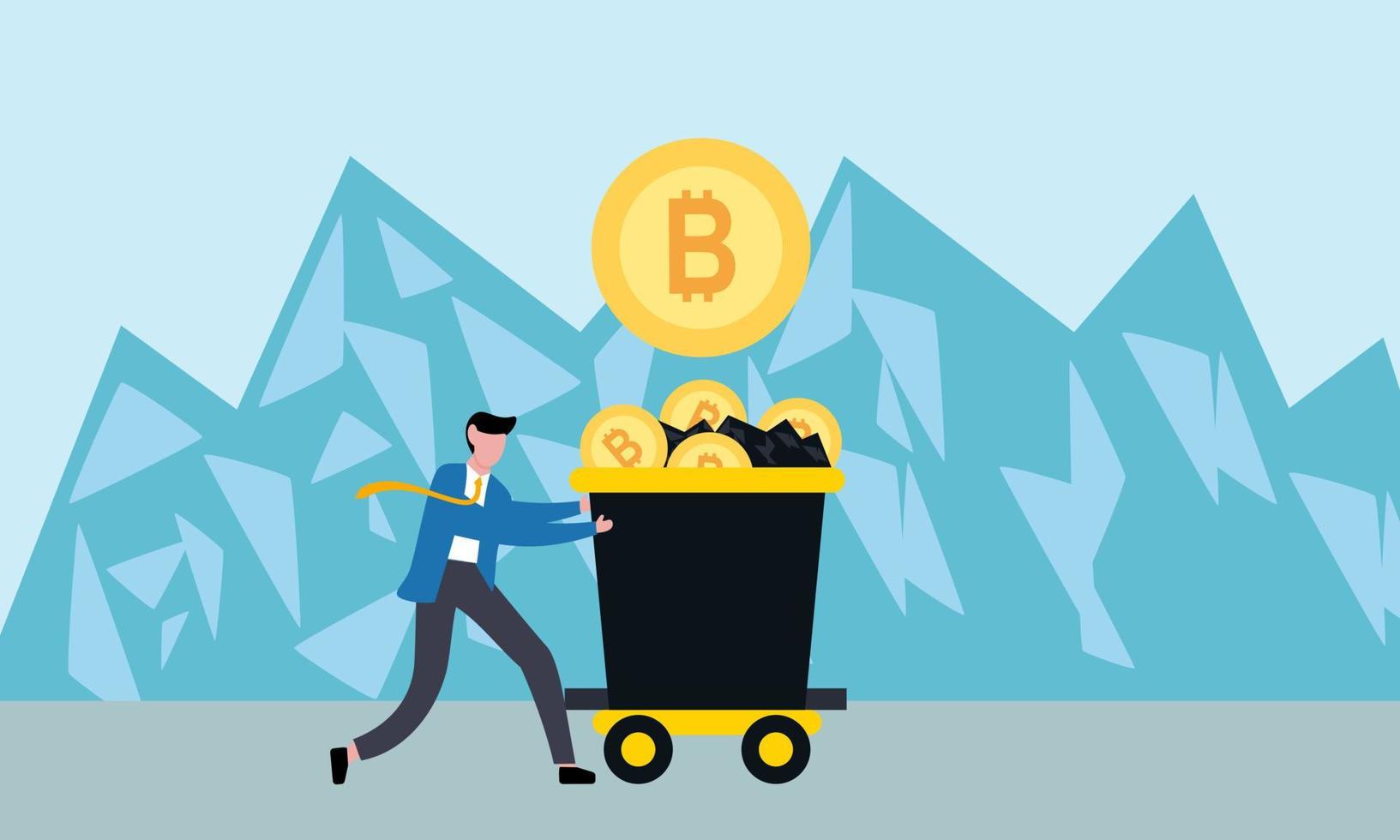 investidores de mineração de criptomoeda de mineração bitcoin investem no conceito de tecnologia bitcoin vetor