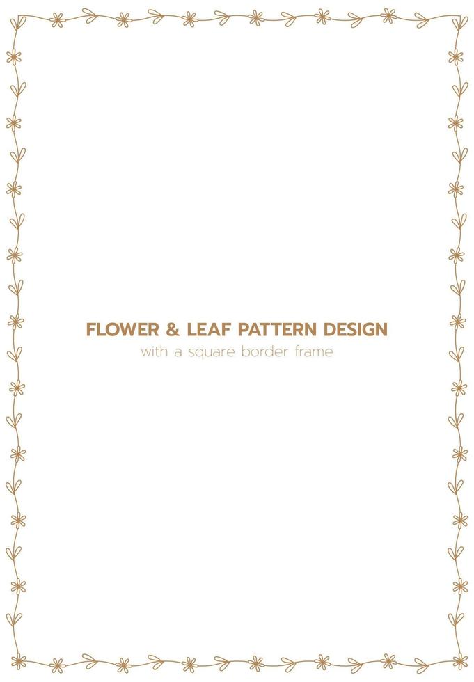 design de padrão de folha e flor com uma moldura de borda retangular vetor