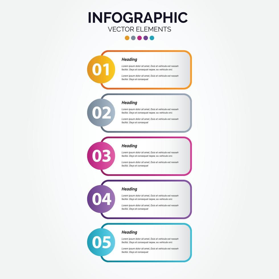 modelo de gráfico de cronograma de negócios infográfico vertical 5 etapas ilustração vetorial vetor