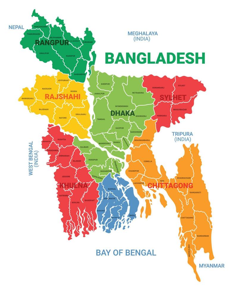 arte vetorial de mapa de bangladesh vetor