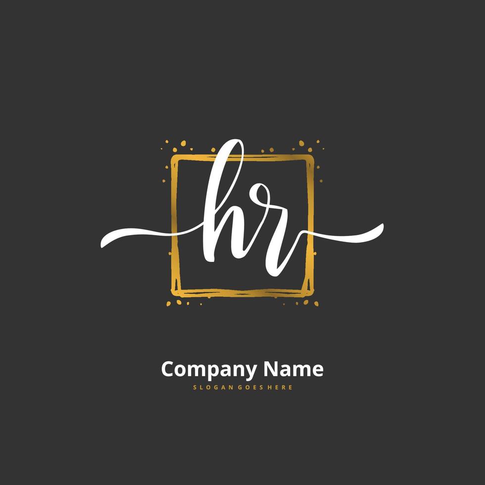 hr caligrafia inicial e design de logotipo de assinatura com círculo. logotipo manuscrito de design bonito para moda, equipe, casamento, logotipo de luxo. vetor