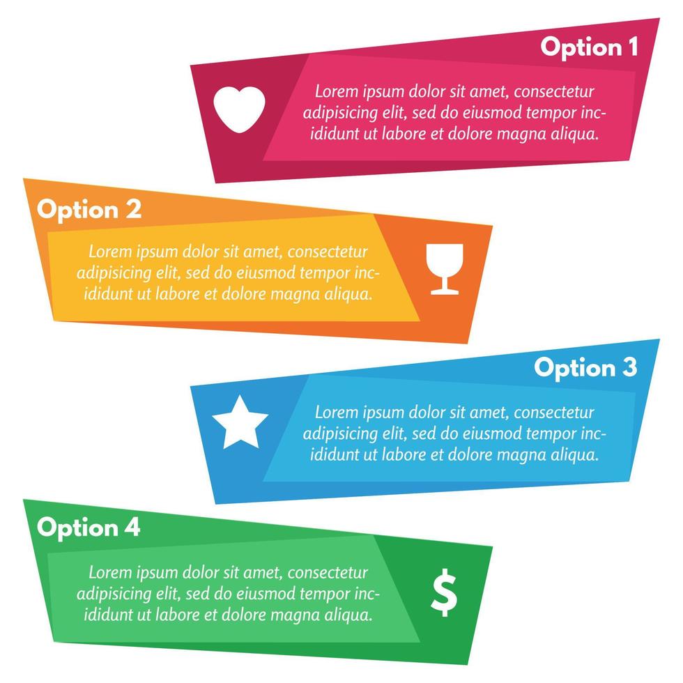 quatro elementos de design infográfico com ícones. modelo de design infográfico passo a passo. ilustração vetorial vetor