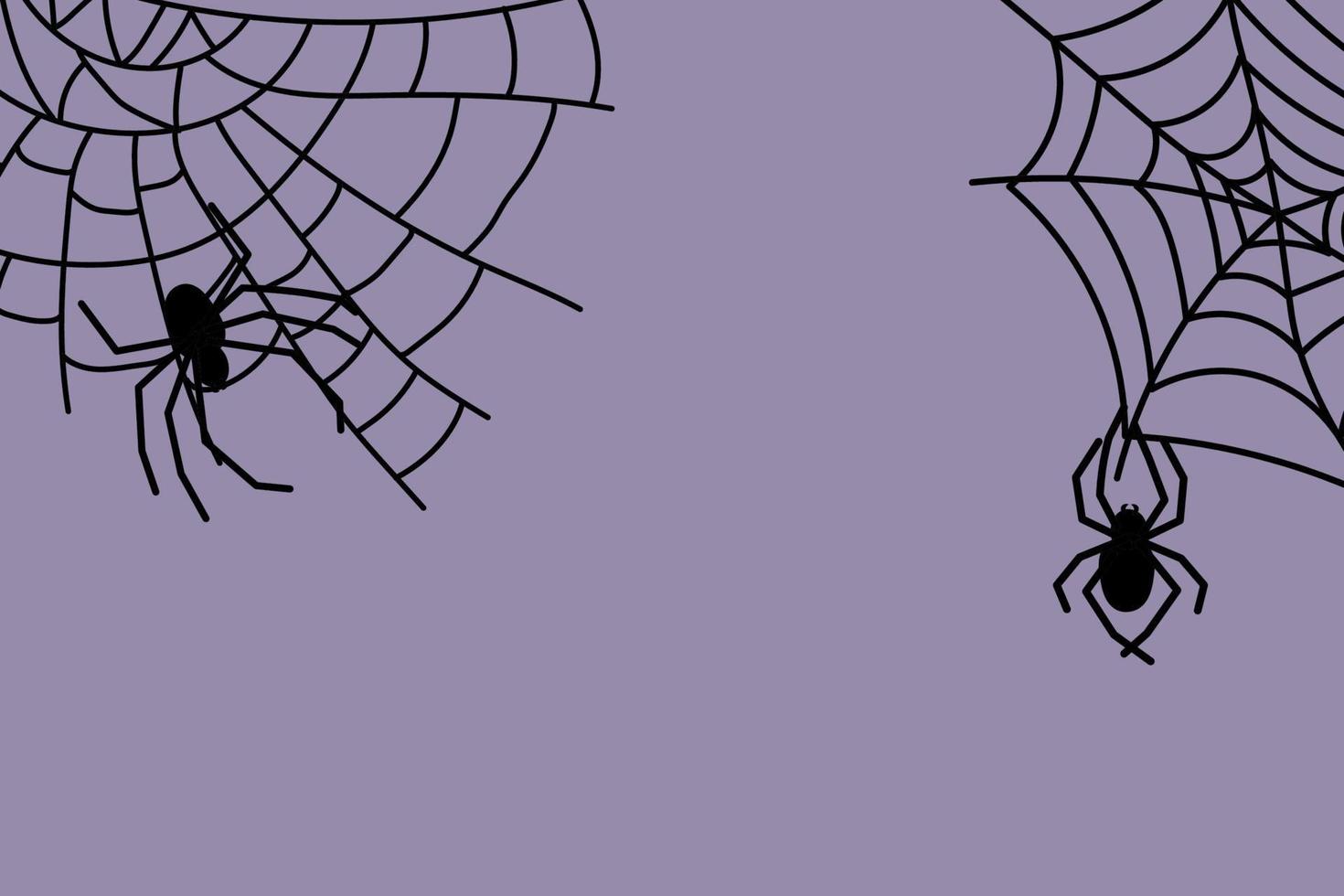 teia de aranha de halloween e aranhas na cor de fundo. ilustração vetorial vetor