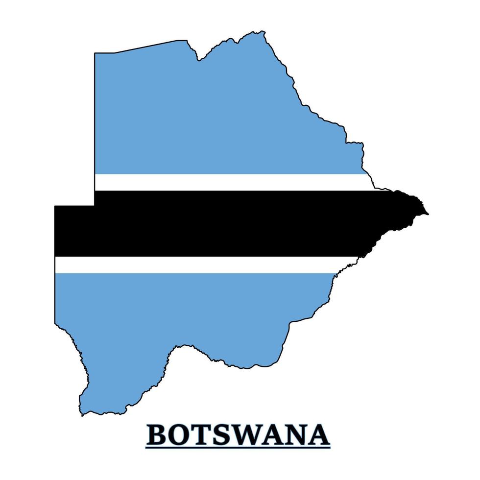 design do mapa da bandeira nacional do botswana, ilustração da bandeira do país do botswana dentro do mapa vetor