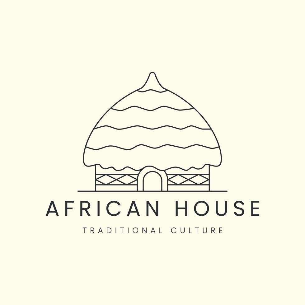 casa africana tradicional com design de modelo de ícone de ilustração vetorial de logotipo de estilo de arte de linha vetor