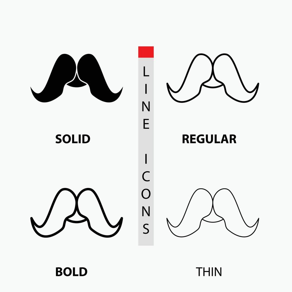 bigode. hipster. moveleiro. macho. ícone de homens finos. regular. linha em negrito e estilo de glifo. ilustração vetorial vetor