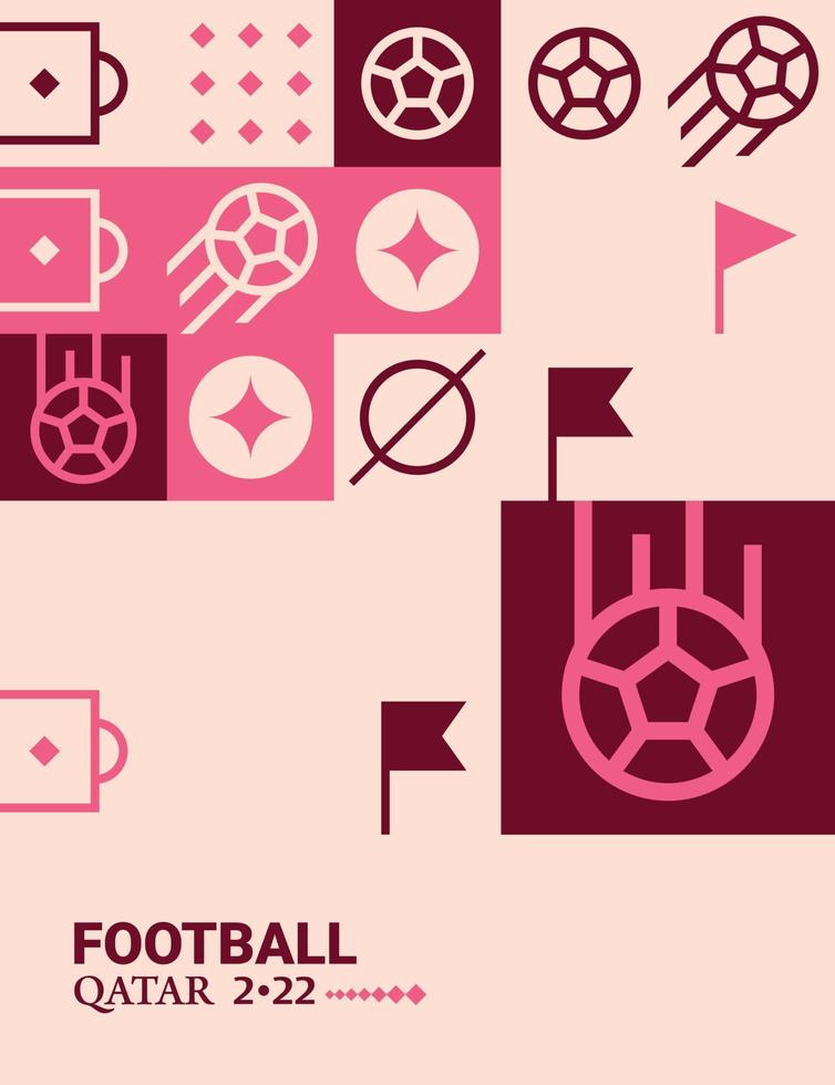 pôster geométrico futebol doha catar 2022 criativo. fundo de modelo de panfleto de web de futebol vetor