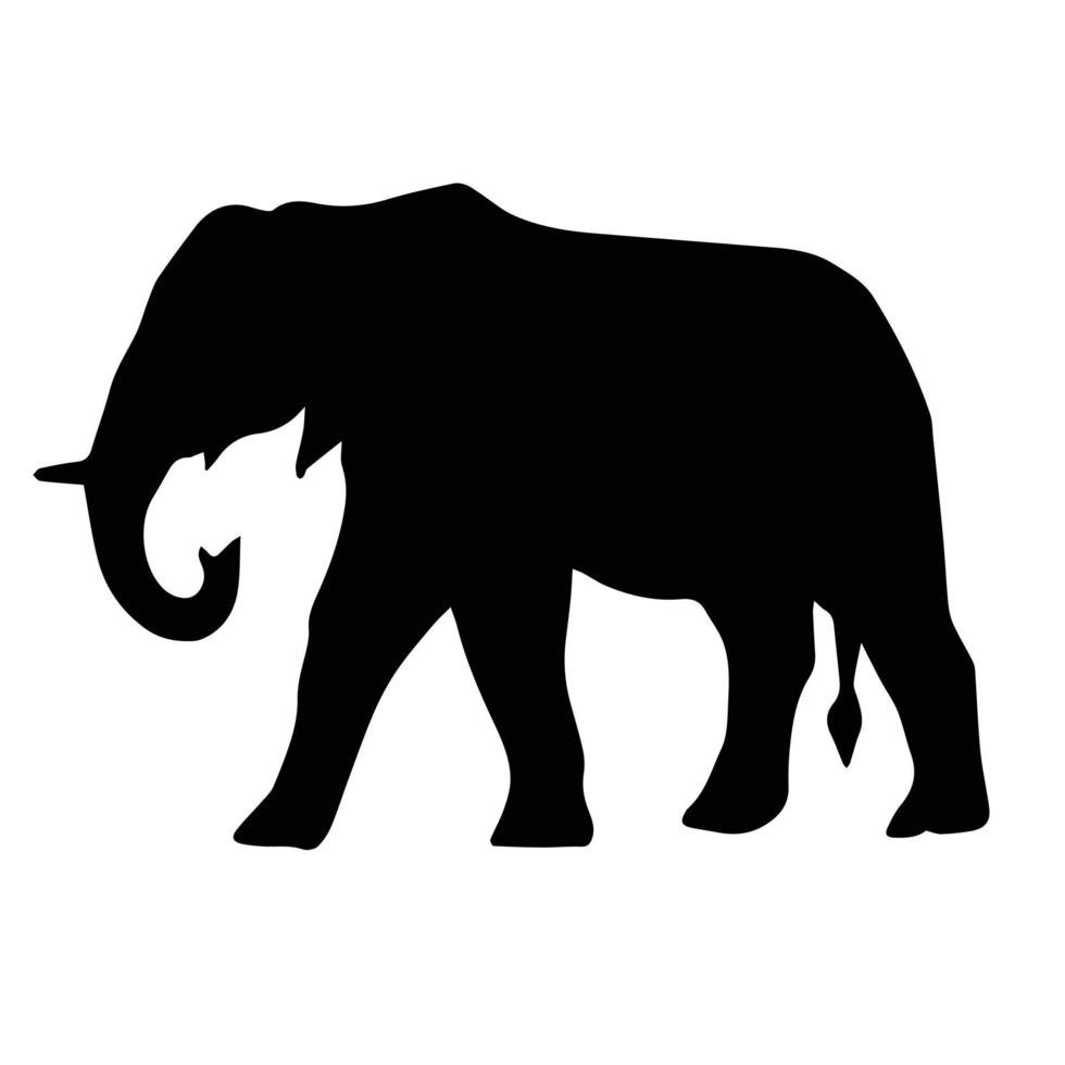 silhueta de elefante desenhada de mão plana vetorial vetor