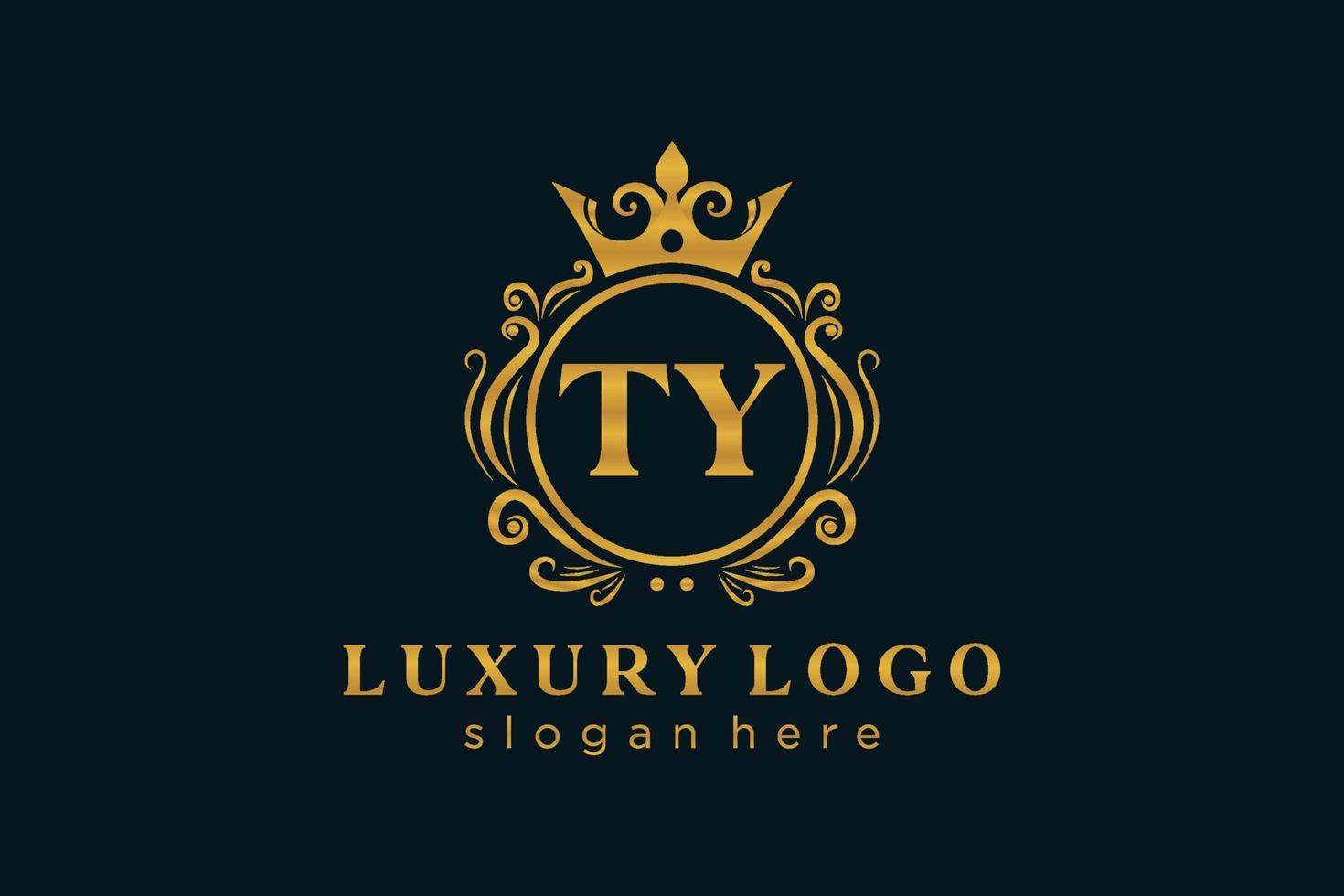 modelo de logotipo de luxo real carta inicial ty em arte vetorial para restaurante, realeza, boutique, café, hotel, heráldica, joias, moda e outras ilustrações vetoriais. vetor