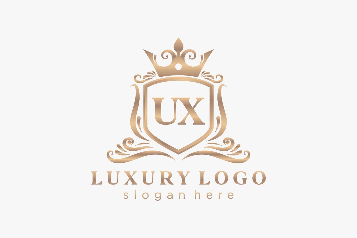 modelo de logotipo de luxo real inicial ux letter em arte vetorial para restaurante, realeza, boutique, café, hotel, heráldica, joias, moda e outras ilustrações vetoriais. vetor
