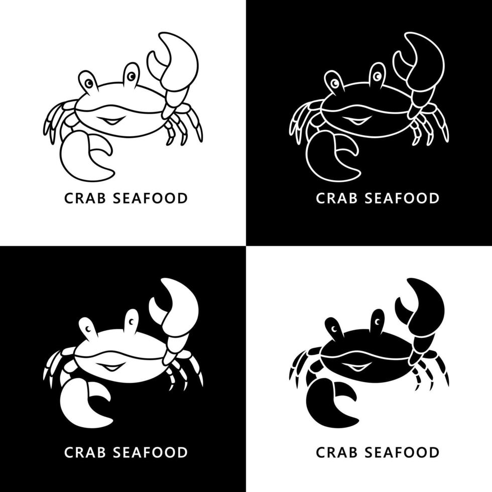 ilustração em vetor dos desenhos animados de caranguejo. logotipo de mascote de frutos do mar. personagem de ícone de animal do oceano