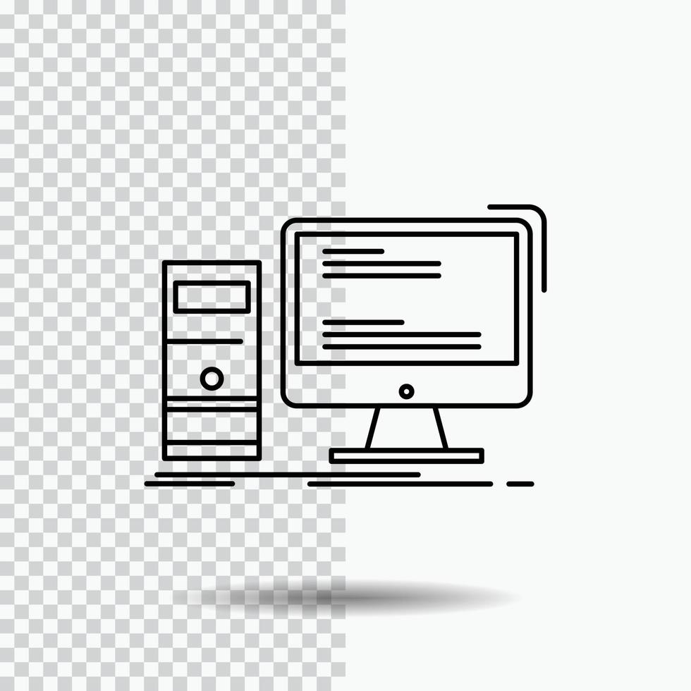 computador. Área de Trabalho. jogos. computador. ícone de linha pessoal em fundo transparente. ilustração em vetor ícone preto