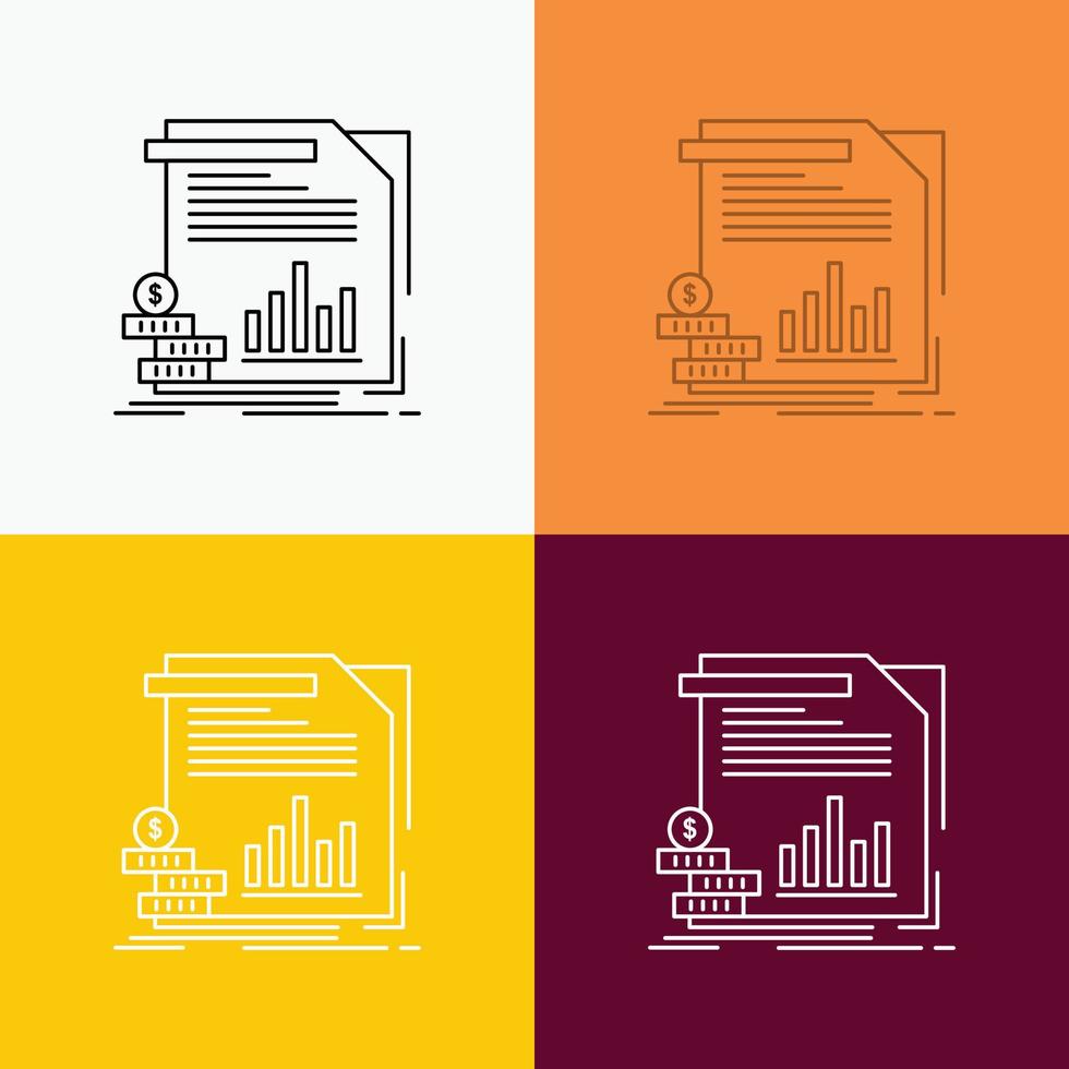 economia. finança. dinheiro. em formação. ícone de relatórios sobre vários planos de fundo. design de estilo de linha. projetado para web e aplicativo. ilustração vetorial eps 10 vetor