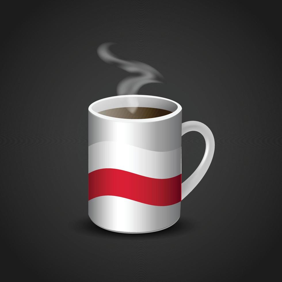 bandeira da polônia impressa na xícara de café quente vetor