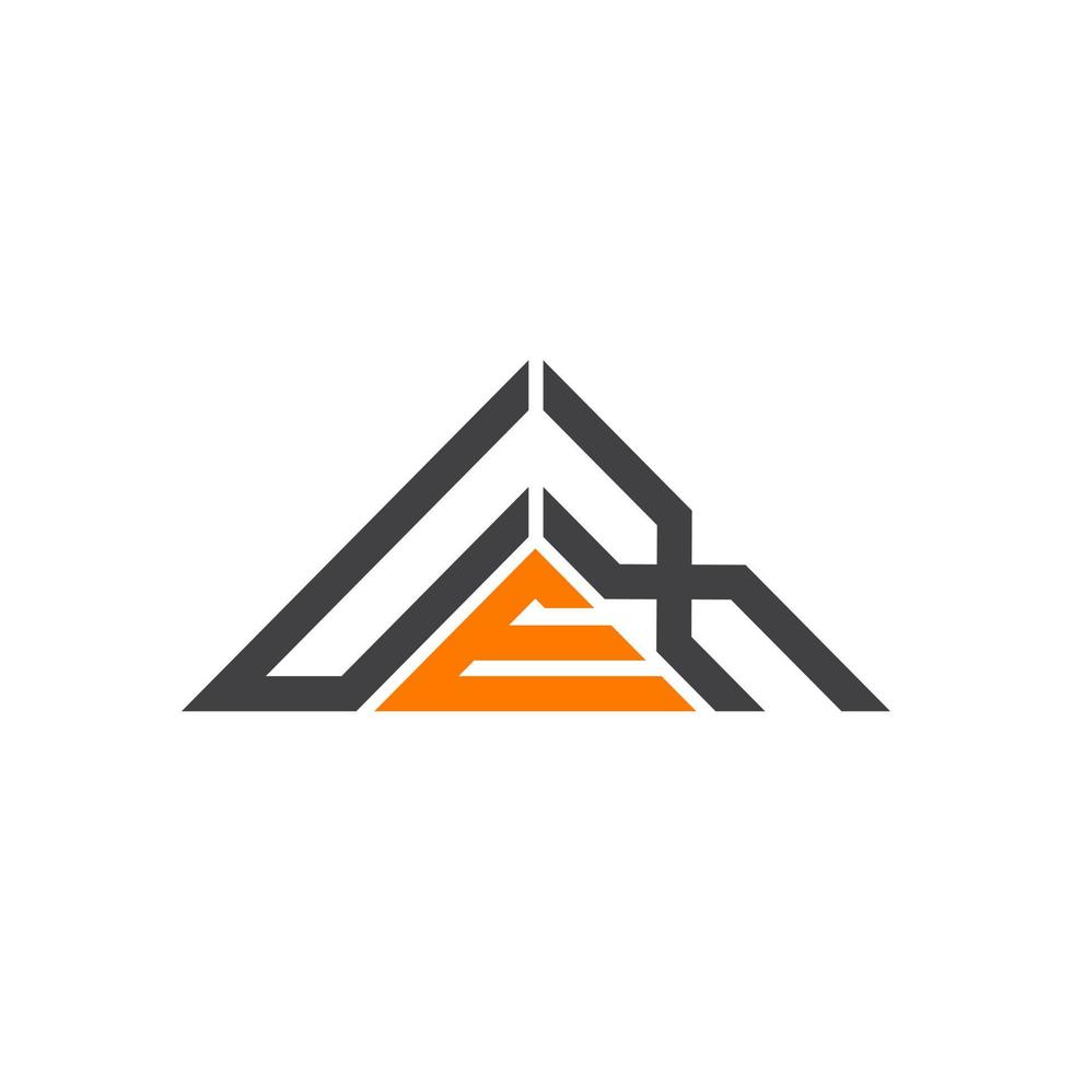 design criativo do logotipo da carta uex com gráfico vetorial, logotipo simples e moderno uex em forma de triângulo. vetor