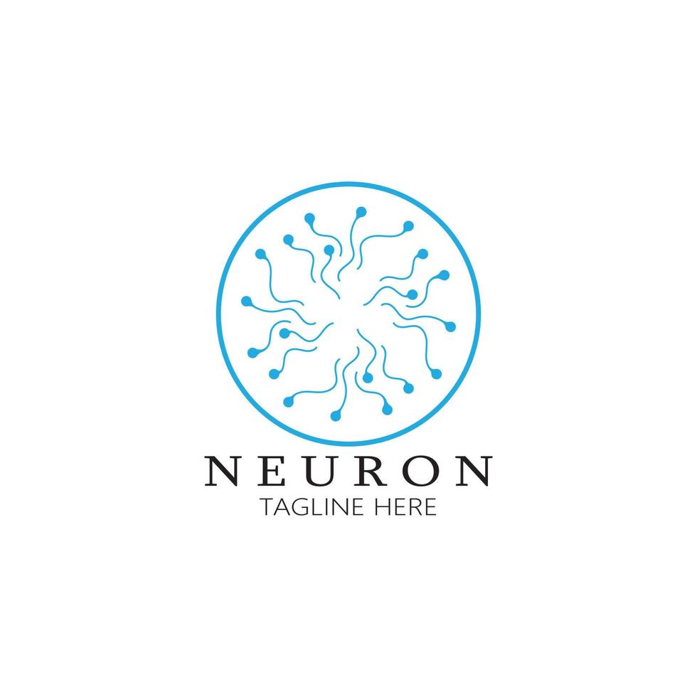 logotipo de neurônio ou design de logotipo de célula nervosa, ícone de modelo de ilustração de logotipo de molécula com conceito de vetor