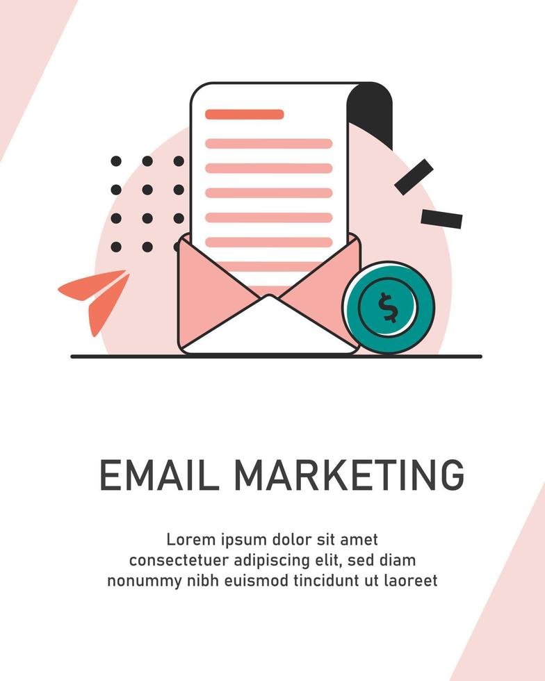 e-mail e mensagens, campanha de marketing por e-mail, ilustração vetorial de ícone de design plano vetor