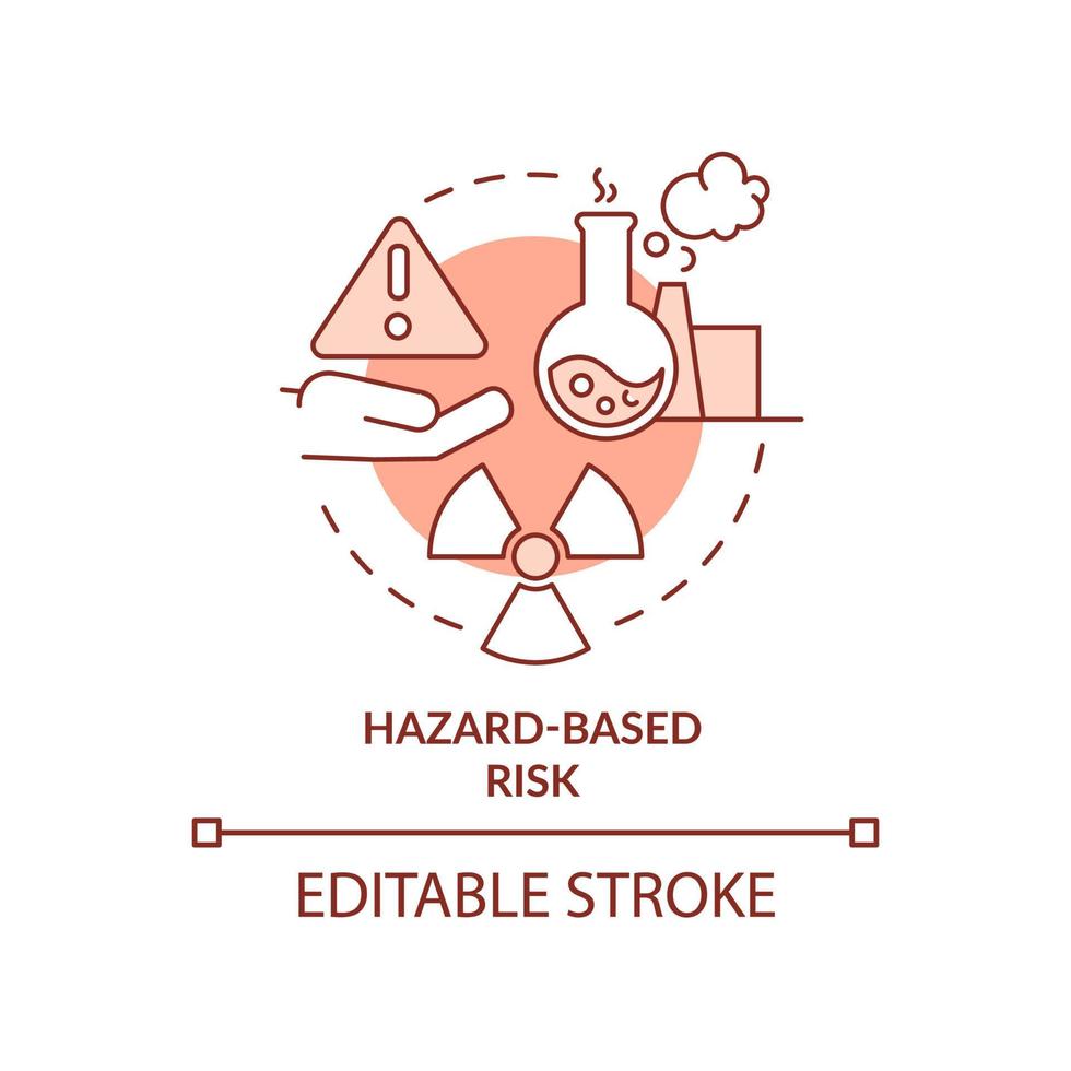 ícone do conceito de terracota de risco baseado em perigo. tipo de risco ilustração de linha fina idéia abstrata. fonte de perigo potencial. desenho de contorno isolado. traço editável. vetor