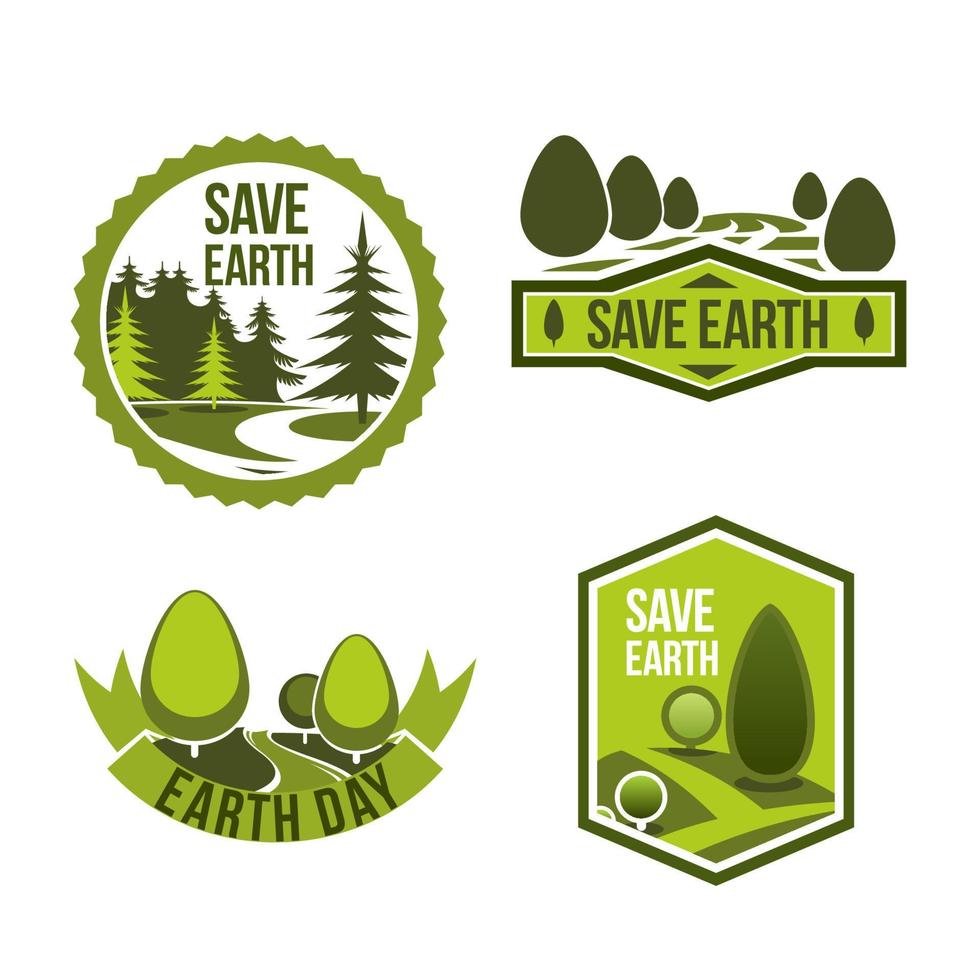 vetor ícones da natureza verde definidos para o dia da terra