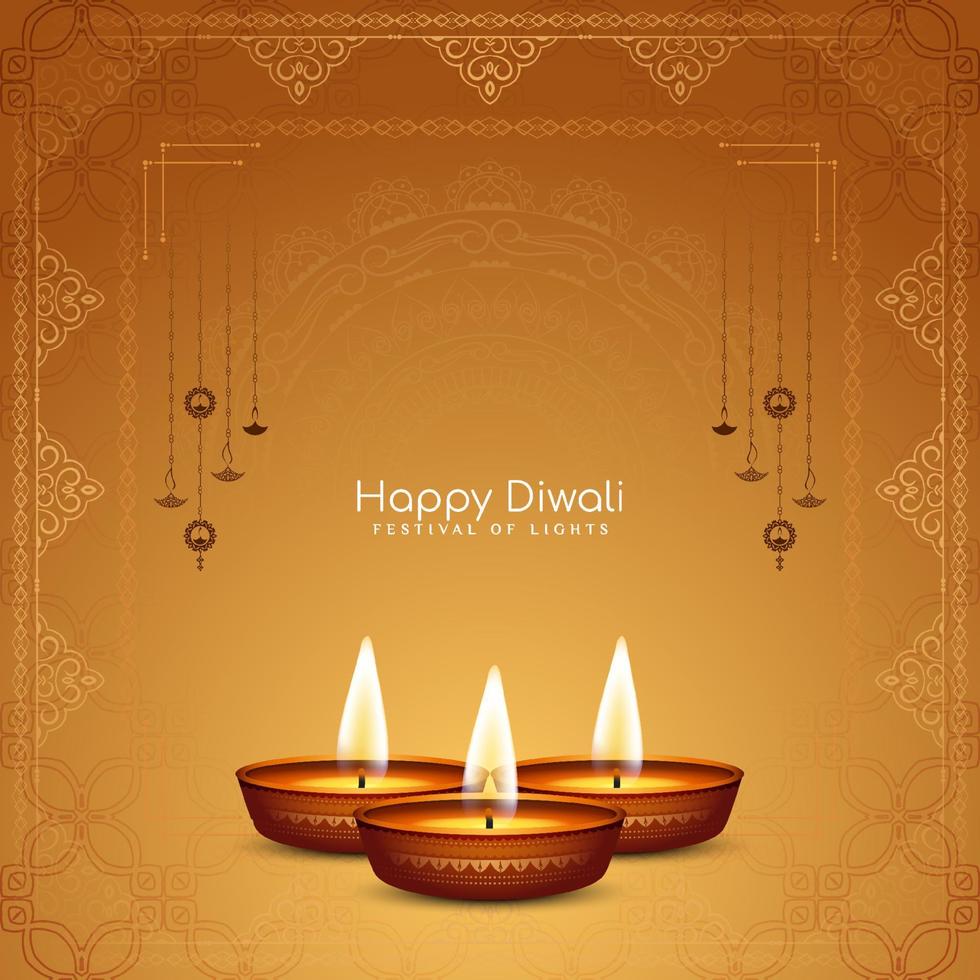 feliz diwali hindu festival tradicional celebração design de fundo decorativo vetor