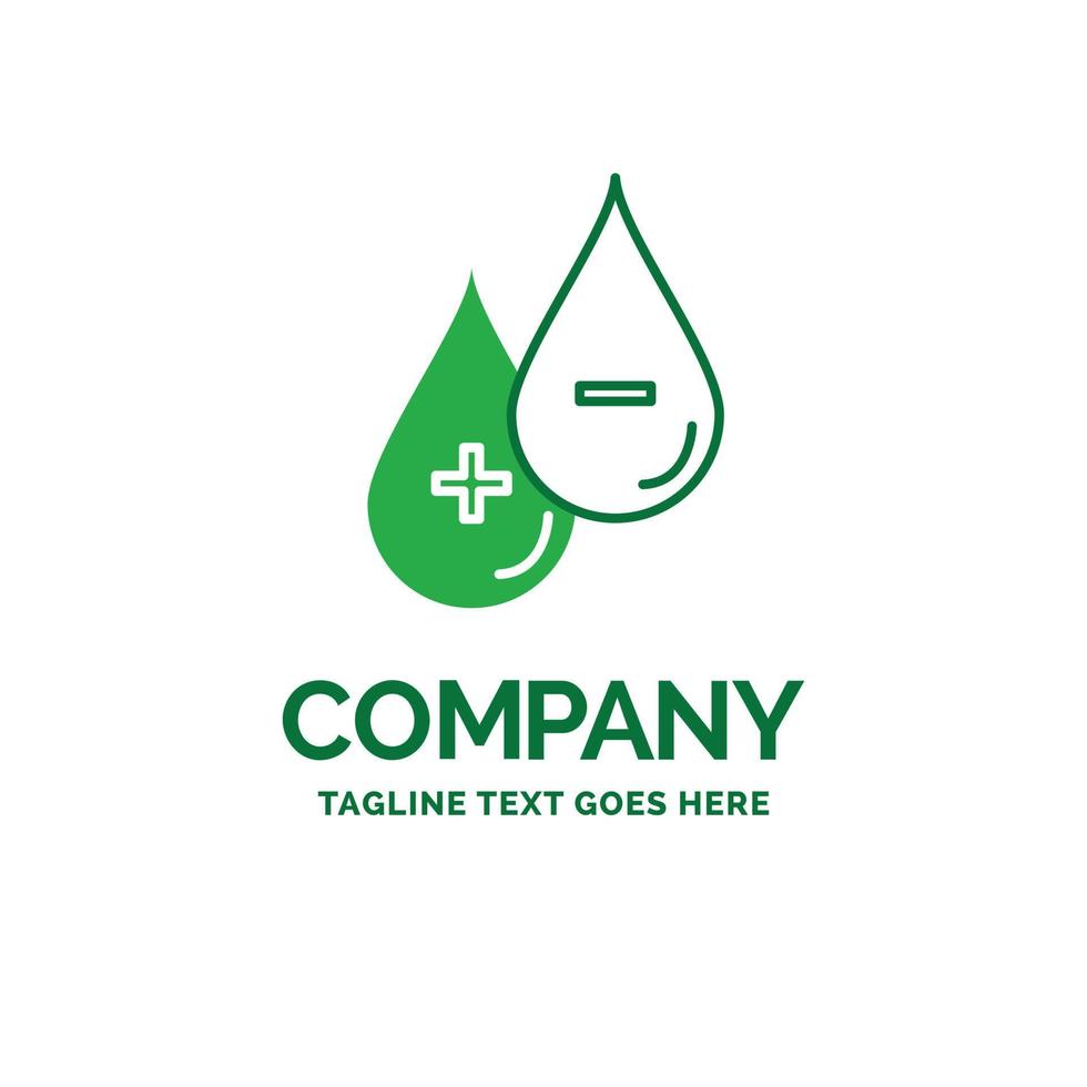 sangue. derrubar. líquido. mais. menos modelo de logotipo de negócios plana. design de marca verde criativo. vetor