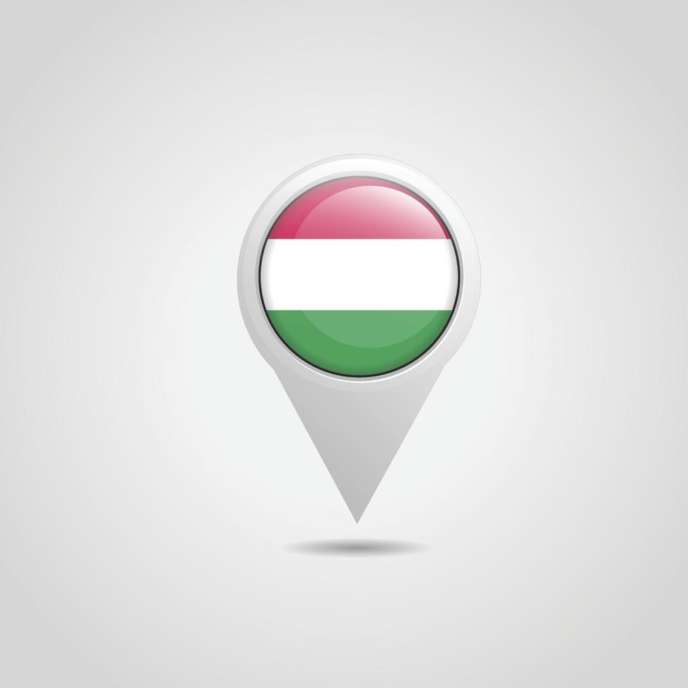 pino do mapa da bandeira da Hungria vetor