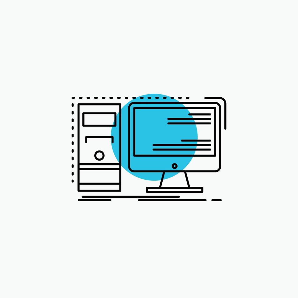computador. Área de Trabalho. hardware. posto de trabalho. ícone de linha do sistema vetor