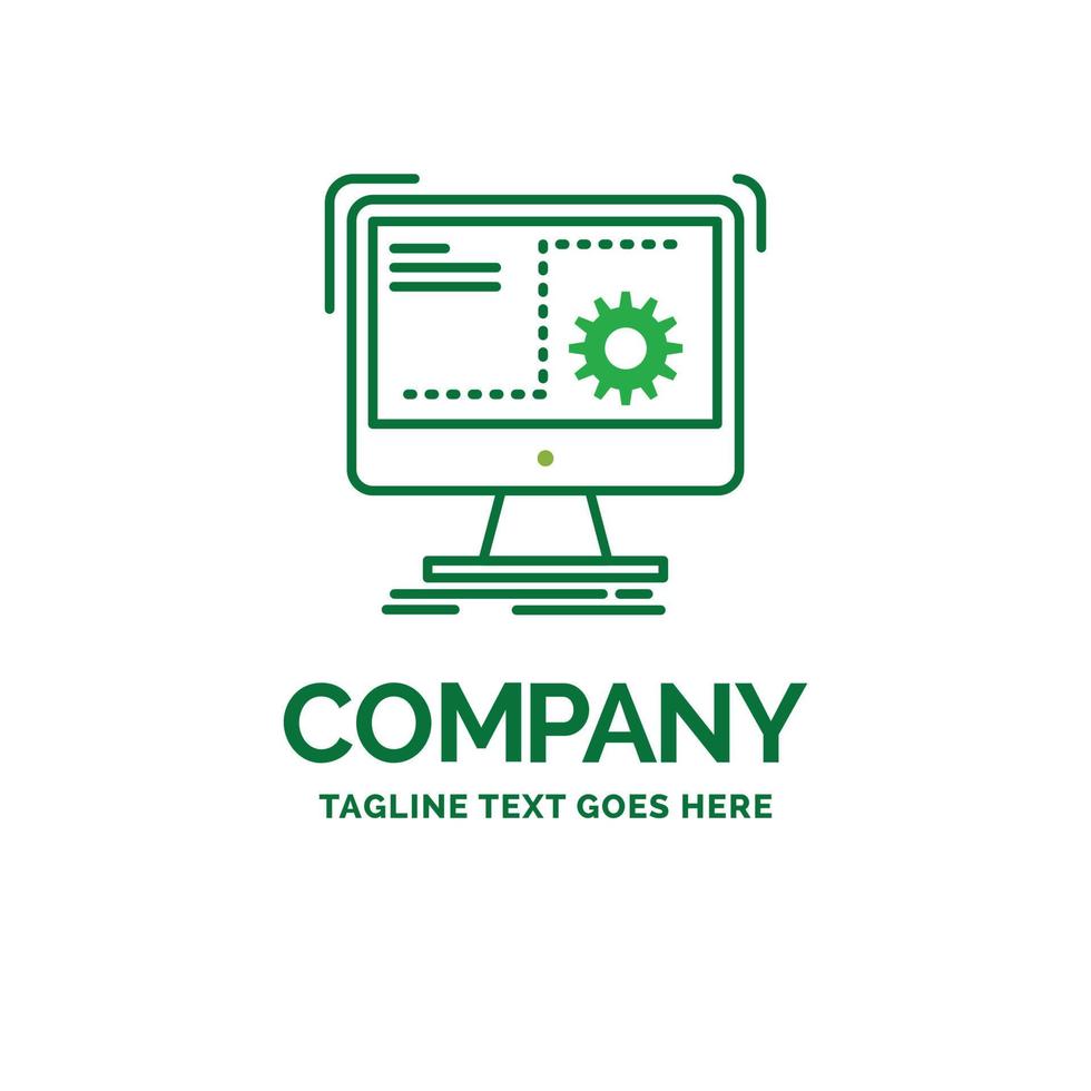 comando. computador. função. processo. modelo de logotipo de negócios plano de progresso. design de marca verde criativo. vetor