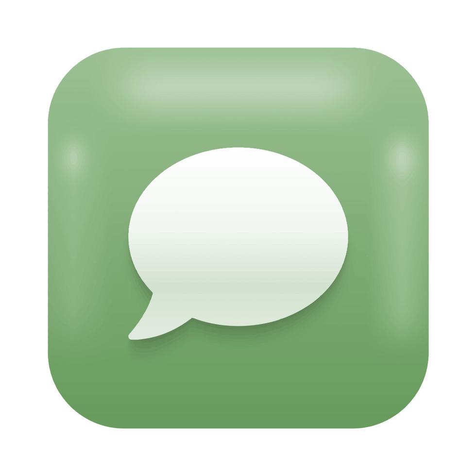 ícone de mídia social de comentário 3D, comunicação online, símbolo de marketing digital. elemento para sites e aplicativos de rede. vetor