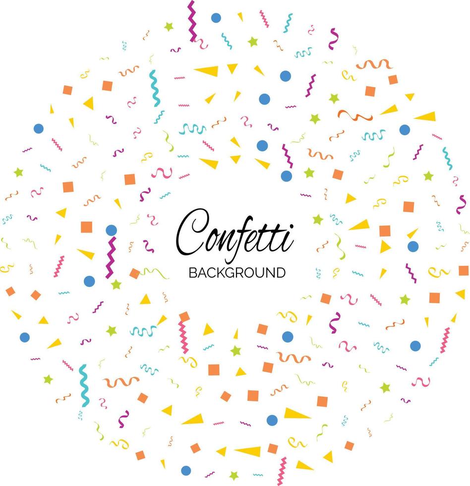 confetes coloridos. ilustração vetorial festiva de confetes brilhantes caindo isolados em fundo branco transparente. elemento decorativo de enfeites de férias para design vetor