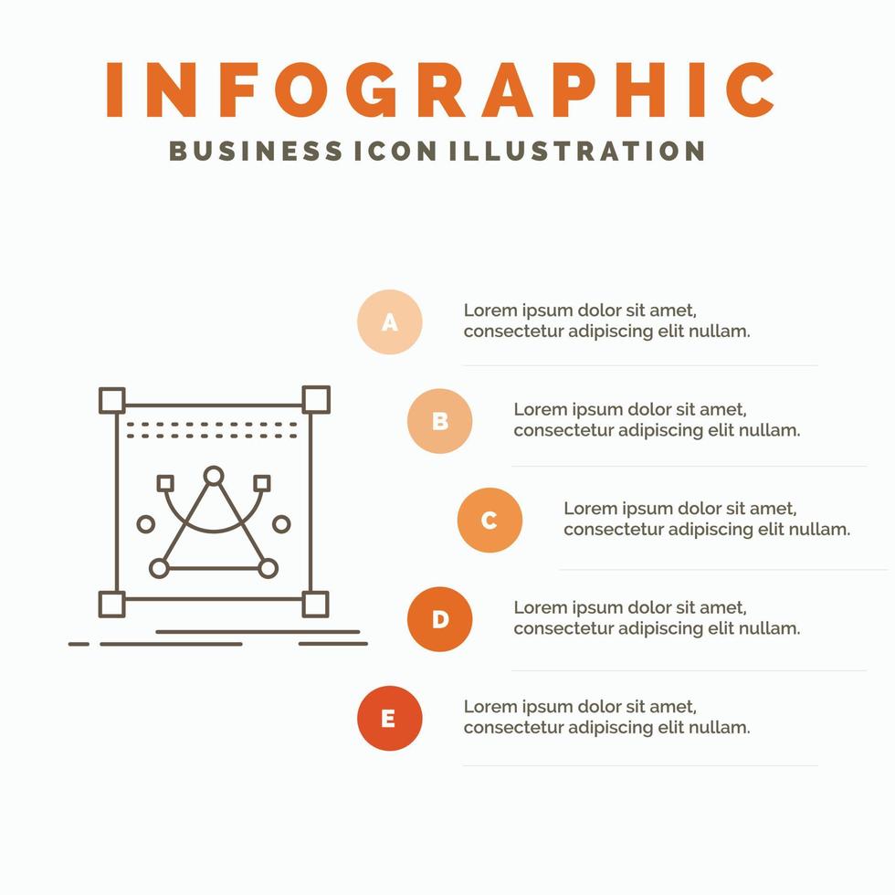 3d. editar. edição. objeto. redimensione o modelo de infográficos para site e apresentação. ícone de linha cinza com ilustração vetorial de estilo infográfico laranja vetor