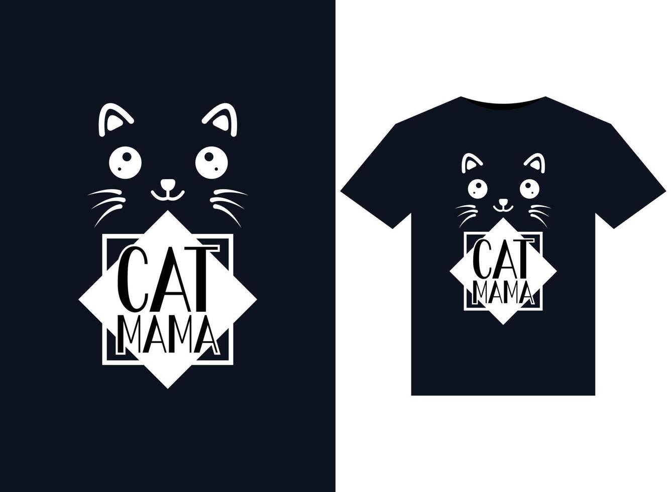ilustrações de mamãe de gato para design de camisetas prontas para impressão vetor