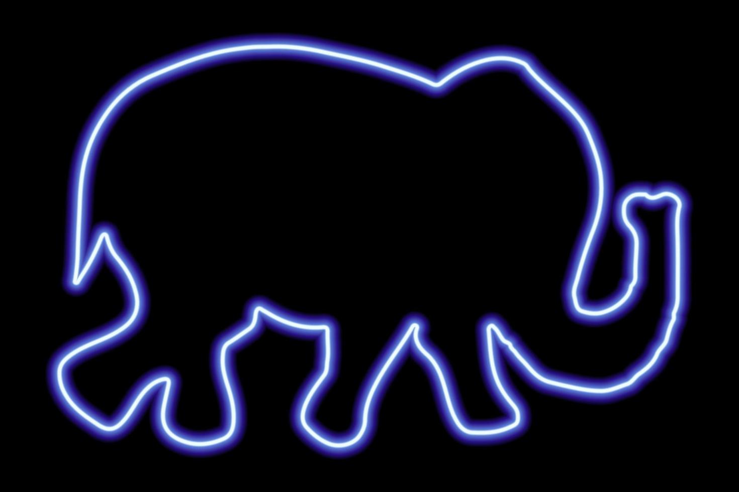 força de neon azul de elefante ambulante em um fundo preto vetor