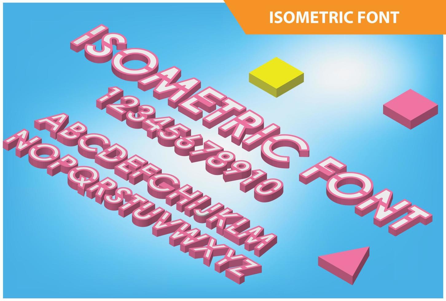 fonte de alfabeto isométrico moderno. Letras de efeito 3D, números, adequados para diagramas, infográficos, ativos de jogos e outros ativos relacionados a gráficos vetor