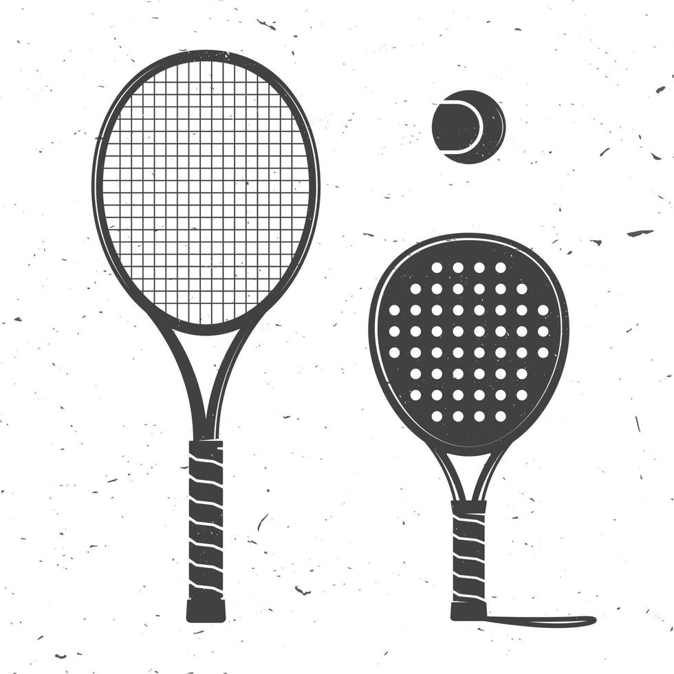 conjunto de raquetes de tênis e ícone de bola de tênis. vetor