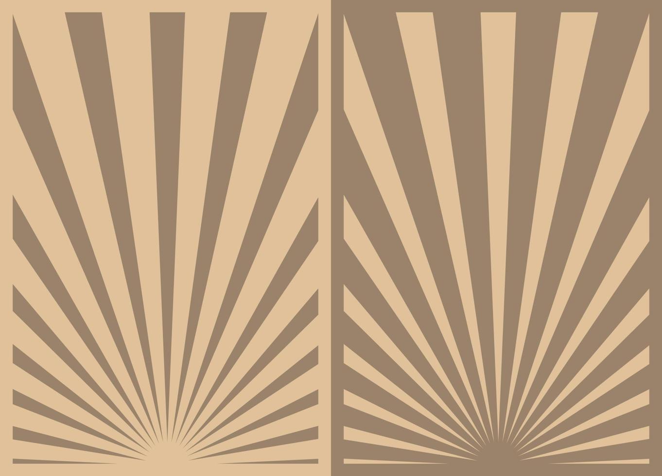 conjunto de cartazes vintage marrom sunburst listras, modelo com raios centrados na parte inferior. cartazes verticais de desenhos animados sépia inspirados retrô. vetor